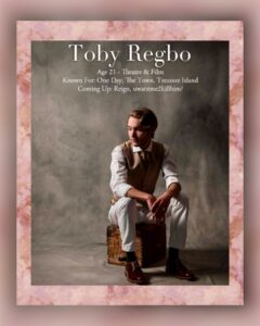 Toby Regbo: testimonial.
TOBY REGBO Attore inglese
"The Gentleman's Journal"
(2013)